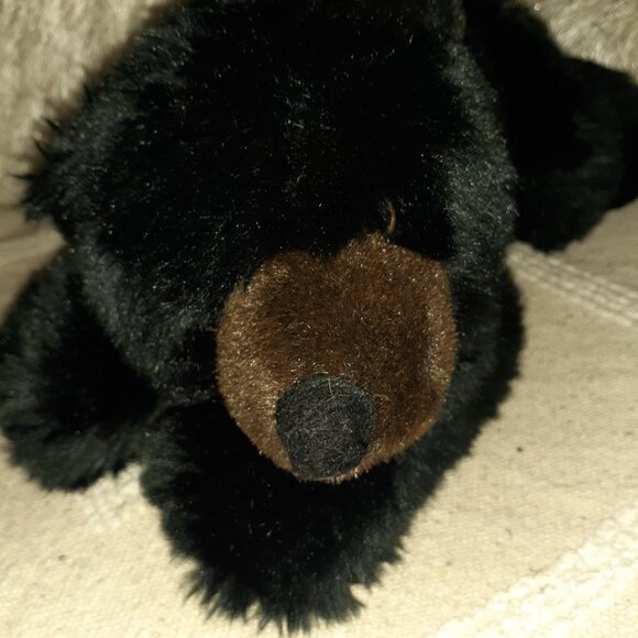 13" AURORA FLOPSIES BLACK BEAR LAYING STUFFED ANIMAL BEAN FILLED PLUSH-RETIRED! - Picture 3 of 7